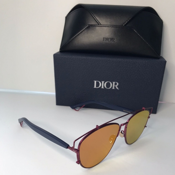 New - 💯 original DiorTechnologic Mirrored Metal Sunglasses, Matte Red/Blue - Picture 4 of 14